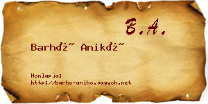Barhó Anikó névjegykártya